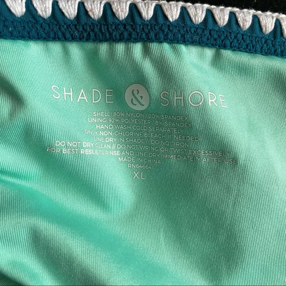 Shade & Shore Teal Crochet Racerback Bikini Set 34D Top with Matching Bottoms XL - Picture 6 of 6